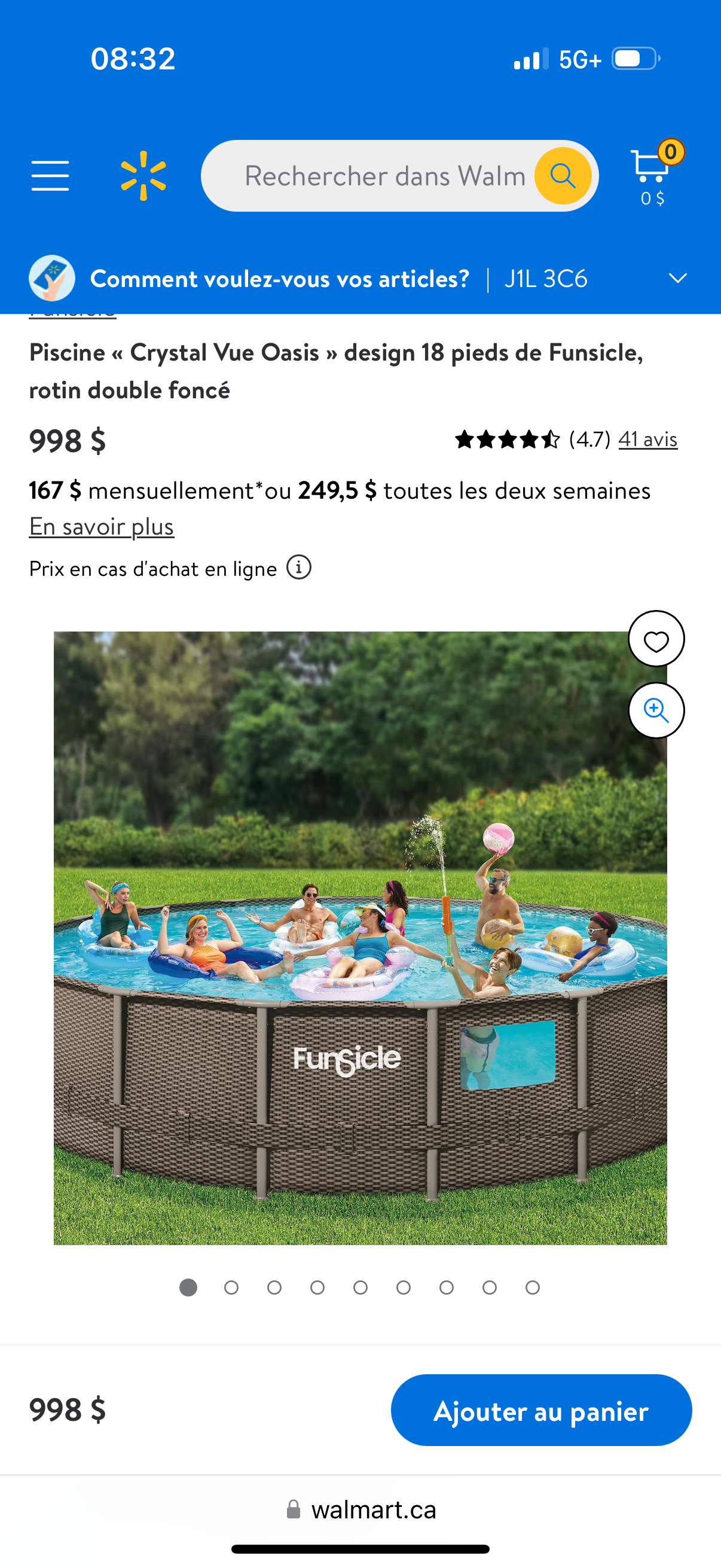 Piscine « Crystal Vue Oasis » design 18 pieds de Funsicle, rotin double foncé