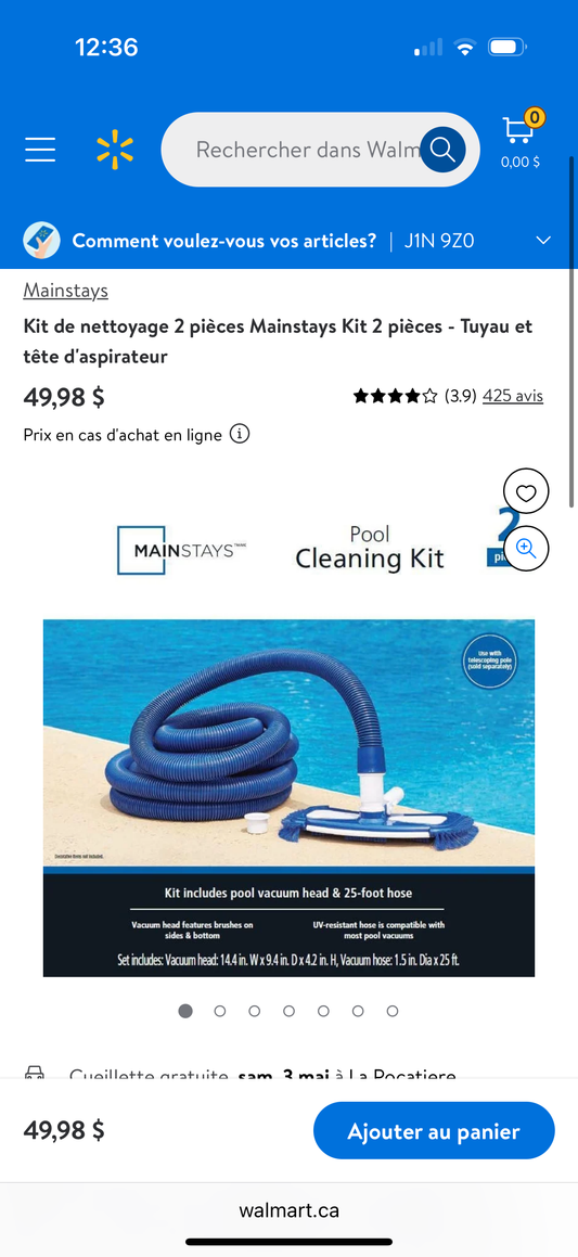 Kit de nettoyage 2 pièces Mainstays Kit 2 pièces - Tuyau et tête d'aspirateur