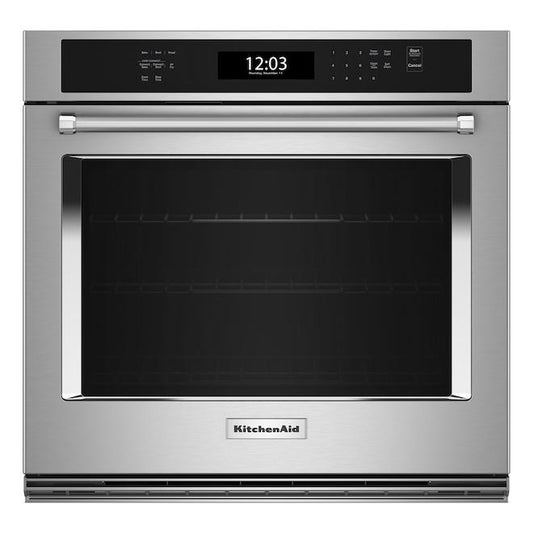 Four mural électrique KitchenAid 5 pi³ 30 po autonettoyant à convection et friture à air, acier inoxydable KOES530PSS