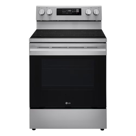 LG Electronics Cuisinière électrique autonome intelligente de 6,3 pi³ avec convection ProBake, friture à l'air chaud et EasyClean en acier inoxydable - ENERGY STAR® LREN6321YE