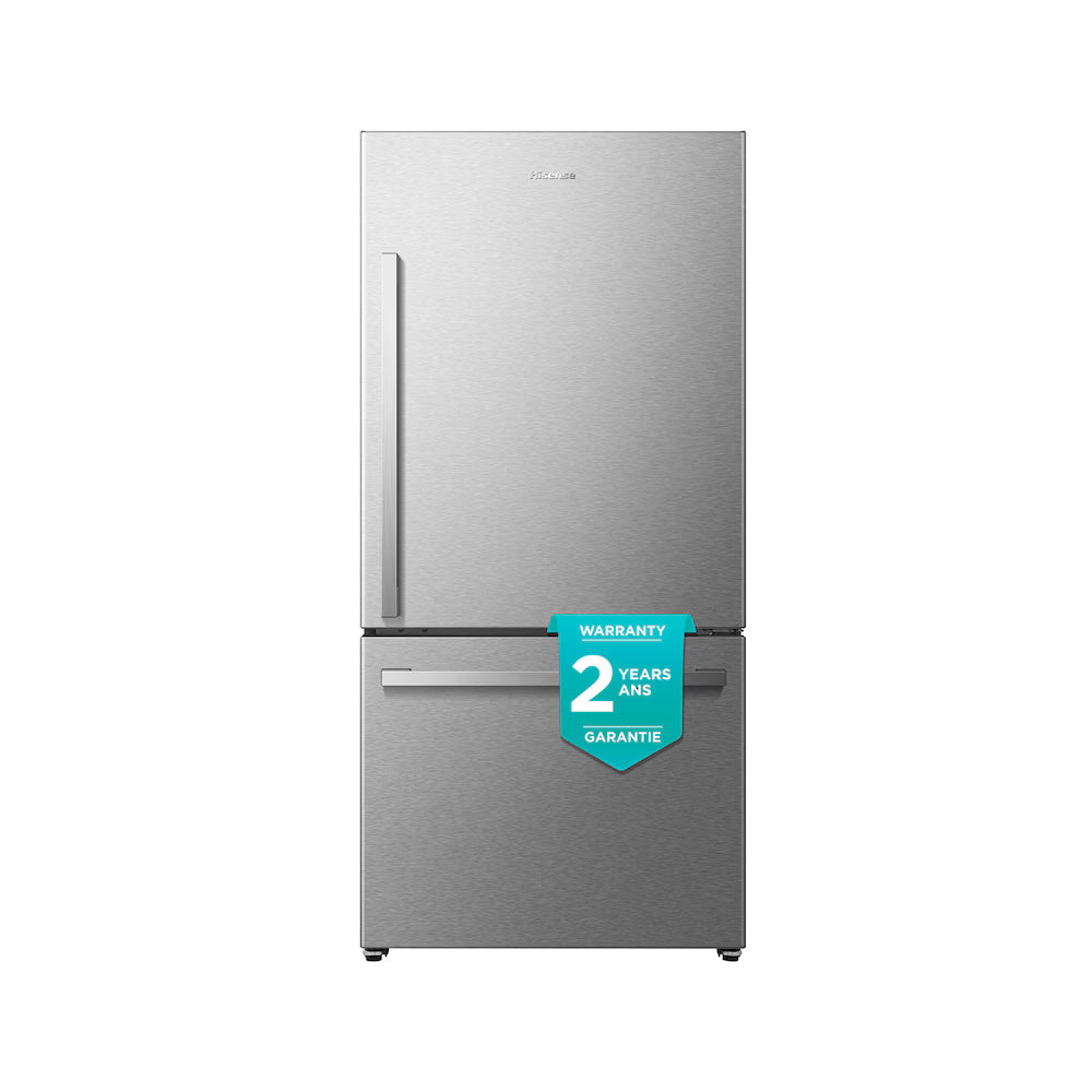 Hisense Réfrigerateur 32po. 22 Pi.Cu. à congélateur inférieur en acier inoxidable résistant aux empreintes digitales - ENERGY STAR® RB22A2FSE
