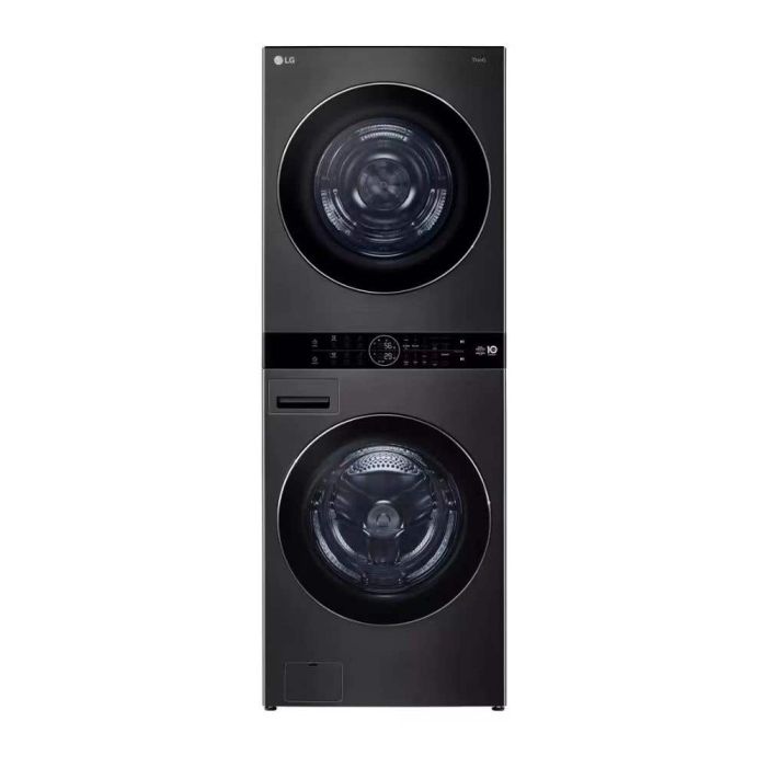 Duo WashTower avec laveuse électrique IA avancée 5 pi³ et sécheuse à pompe à chaleur 7,8 pi³ de LG - Energy Star (WKHC252HBA) - Acier noir