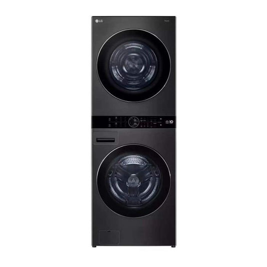 Duo WashTower avec laveuse électrique IA avancée 5 pi³ et sécheuse à pompe à chaleur 7,8 pi³ de LG - Energy Star (WKHC252HBA) - Acier noir