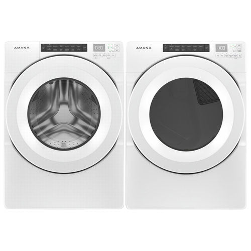 Ensemble Laveuse à chargement frontal de Whirlpool, 5,2 pi³, blanc, haute efficacité WFW5620HW et Séchoir électrique à chargement frontal de 7,4 pi3 en blanc, profondeur du placard YWED5620HW