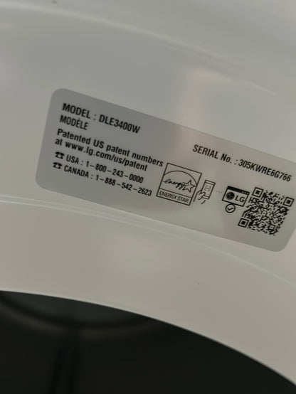 Sécheuse électrique de 7,4 pi³ de LG (DLE3400W) - Blanc