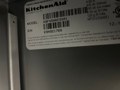 Réfrigérateur à portes françaises KitchenAid, 36 po, 20,8 pi³, acier inoxydable (KBFN506ESS)
