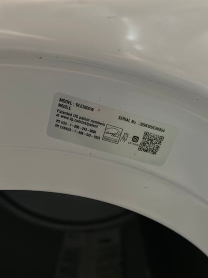 Sécheuse électrique de 7,4 pi³ de LG (DLE3600W) - Blanc