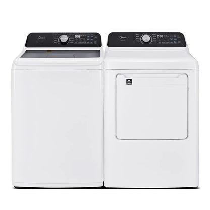 Midea 27” 5 pi cu Laveuse à chargement vertical - MLTW52M2BWW - Midea 27” 7 pi cu Sécheuse électrique – Blanc –MLTEW52M2BWW